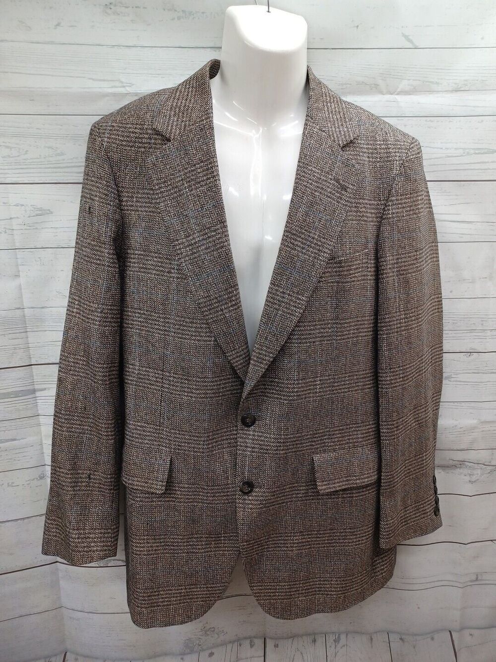 Strathmore Anderson Little Ande Mens Tweed Brown Sport Coat Blazer Wool Sz 40R